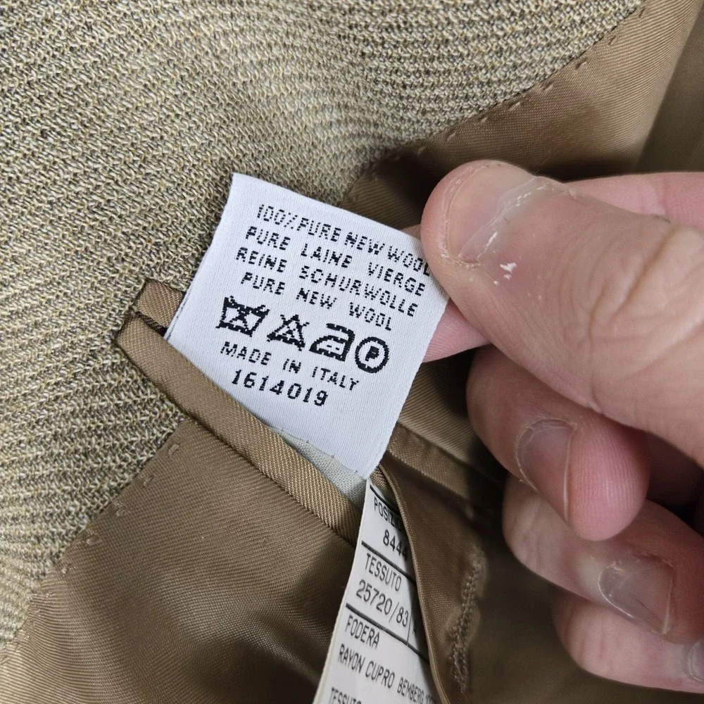 Canali Blazer Mens 54 R Beige 100% Pure New Wool Sport‎ Jacket  Made In Italy
